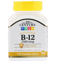 21st Century B-12 2500mcg Quick Dissolve Cherry Tablets Bottle - 110 Tablets