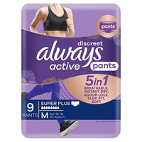 Always Discreet Active Wear Pants Medium 9 Pack Super Plus 5-in-1 Protection (Featured Image)