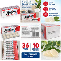 Anticol Vapour Action Throat Lozenges 36 Packs x 10 Lozenges