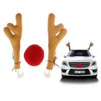 Christmas Car Reindeer Antlers And Red Nose Set 3pc – Festive Xmas Vehicle Decorations (Featured Image)