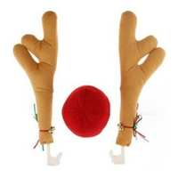 Christmas Car Reindeer Antlers And Red Nose Set 3pc – Festive Xmas Vehicle Decorations