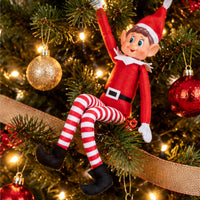 Christmas Elf Bendable Girl 39cm – Naughty Or Nice Red And White Festive Elf Doll Decoration – 1 Piece