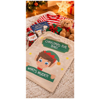 Christmas Eve Elf Gift Sack 37x55cm – Reusable Drawstring Christmas Present Bag for Kids – 1pc