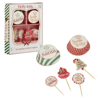 Christmas Cupcake Cases And Toppers 48pc Set – 24 Festive Paper Cases And 24 Decorative Picks (Featured Image)