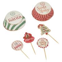 Christmas Cupcake Cases And Toppers 48pc Set – 24 Festive Paper Cases And 24 Decorative Picks
