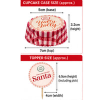Christmas Cupcake Cases And Toppers 48pc Set – 24 Festive Paper Cases And 24 Decorative Picks
