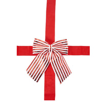 Christmas Door Bow Red And White Striped 33x40cm – Large Festive Xmas Decoration 1pc