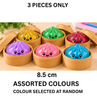 Glitter Dumpling 8.5cm Squishy Toys – 3 Pack Assorted Random Colours In Containers