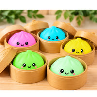 Neon Dumpling 8.5cm Squishy Toy In Container - 1 Piece Assorted Colours - Squeeze Fidget Toy