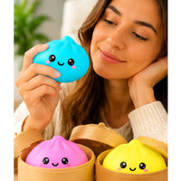 Neon Dumpling 8.5cm Squishy Toy In Container - 1 Piece Assorted Colours - Squeeze Fidget Toy