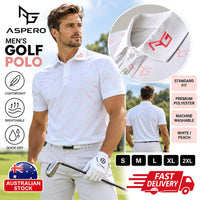 Men’s Golf Polo Shirt Short Sleeve Breathable Performance White Peach (Copy) (Featured Image)