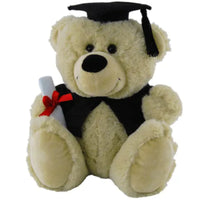 Elka Graduation Bear Jelly 18cm – beige plush teddy with gown, cap & scroll graduation gift