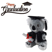 Graduation Koala Plush Toy 18cm – Australian souvenir soft toy with cap, gown & scroll gift