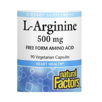 Natural Factors L-Arginine 500 mg 90 Vegetarian Capsules Free From Amino Acid