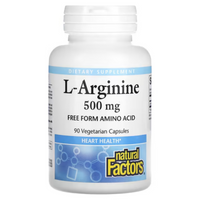 Natural Factors L-Arginine 500 mg 90 Vegetarian Capsules Free From Amino Acid