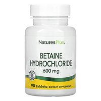 NaturesPlus Betaine Hydrochloride HCl 600mg 90 Tablets Dietary Supplement