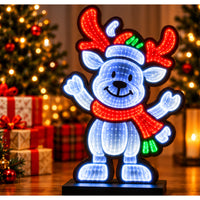 Christmas Reindeer Infinity Mirror LED Light 41cm – 174 LED Multicolour Indoor Decoration
