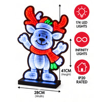 Christmas Reindeer Infinity Mirror LED Light 41cm – 174 LED Multicolour Indoor Decoration