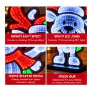 Christmas Reindeer Infinity Mirror LED Light 41cm – 174 LED Multicolour Indoor Decoration
