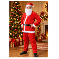 Holly Jolly Christmas Complete Santa Claus Costume Set – One Size Adult Outfit - 5 Piece Set