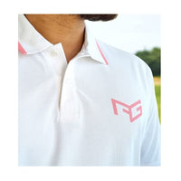 Men’s Golf Polo Shirt Short Sleeve Breathable Performance White Peach