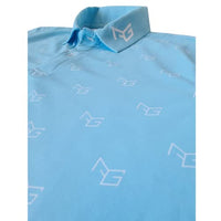 Men’s Golf Polo Shirt Light Blue Short Sleeve Breathable Moisture Wicking Performance
