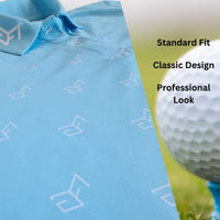 Men’s Golf Polo Shirt Light Blue Short Sleeve Breathable Moisture Wicking Performance