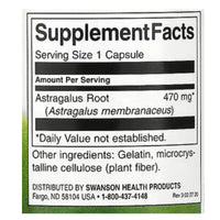 Swanson Astragalus Root Full Spectrum 470 mg 100 Capsules