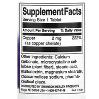 Swanson Copper 2 mg 300 Tablets Essential Trace Mineral