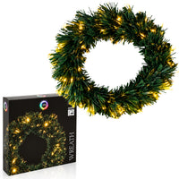 Christmas Wreath Fibre Optic Warm White 50cm LED Battery Operated Indoor Hanging Decoration – 1pc (Featured Image)