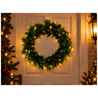 Christmas Wreath Fibre Optic Warm White 50cm LED Battery Operated Indoor Hanging Decoration – 1pc