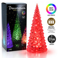 Christmas Tree Multi-Colour LED Light 27cm Acrylic Battery Operated Xmas Tabletop Decoration 1pc