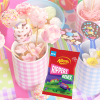 Allens Ripperz Remix 150g bag of individually wrapped apple and grape lollies, ideal for parties, snacking, and sharing, candy
