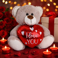 Brown Ollie Teddy Bear I Love You Heart 20cm Soft Cuddly Plush Toy