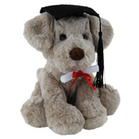 Dog Rocky Graduation Plush 20cm – soft toy puppy with graduation cap and scroll keepsake gift
