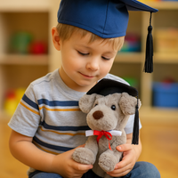 Dog Rocky Graduation Plush 20cm – soft toy puppy with graduation cap and scroll keepsake gift