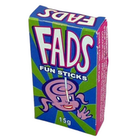 Fyna Fads Fun Sticks 12 Pack 15g Each Candy Powder Lollies Retro Treats