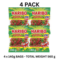 Haribo Happy Cherries Zing Sour 140g x 4 Pack Gummy Lollies