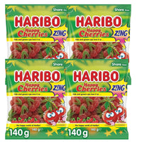 Haribo Happy Cherries Zing Sour 140g x 4 Pack Gummy Lollies (Featured Image)