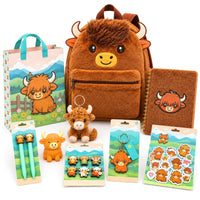 Highland Cow Showbag Kids Fluffy Backpack Accessories Gift Set (Featured Image)