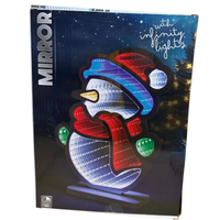 Festive LED snowman decoration with 3D infinity mirror effect