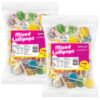 Lolliland Mixed Flat Pops 1kg x 2 Pack – 2kg Gluten Free Assorted Lollipops