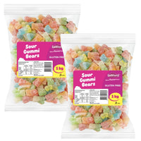 Lolliland Sour Gummi Bears 1kg x 2 Pack – 2kg Gluten Free Gummy Lollies