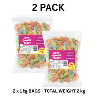 Lolliland Sour Gummi Bears 1kg x 2 Pack – 2kg Gluten Free Gummy Lollies (Featured Image)