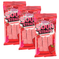 Lolliland Sour Straps Strawberry 160g x 3 Pack Sour Candy Belts (Featured Image)