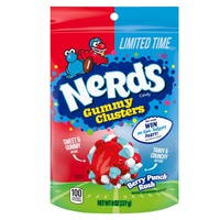 Nerds Gummy Clusters Berry Punch Rush 226 g bag – limited edition chewy gummy centre with crunchy Nerds candy