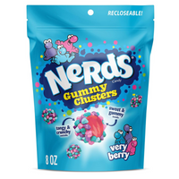 Nerds Gummy Clusters Very Berry 8oz resealable bag – chewy gummy center with crunchy Nerds candy coating