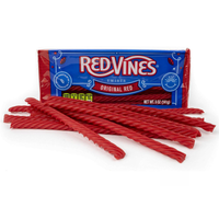Red Vines Original Red candy twists with packaging on a white background