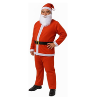 Holly Jolly Santa Costume Set Adult One Size Red Jacket Hat Beard Belt