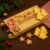 Bamboo Merry Christmas Decorative Sledge Serving Plate - 32 x 15 x 4 cm